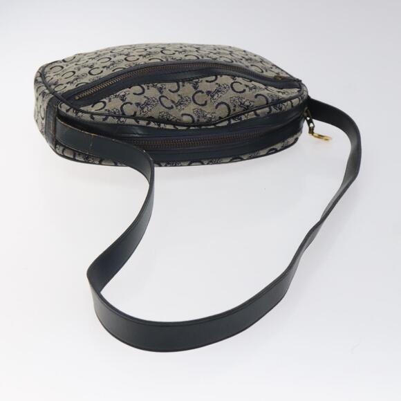 CELINE C Sulky Shoulder Bag Canvas Navy Gold - Picture 7 of 12